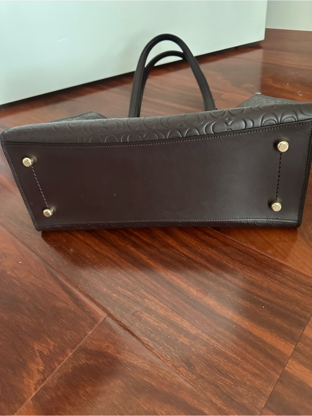 Coach Dark Brown Embossed Signature Tote